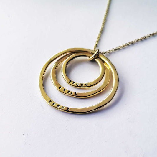 Hammered Triple Hoop Name Necklace