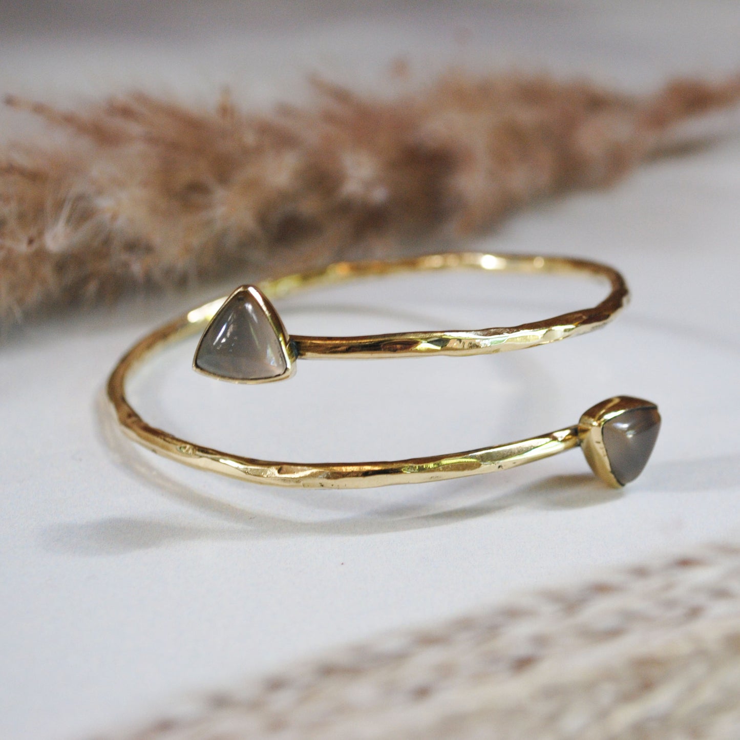 Bark Wrap Stone Bangle