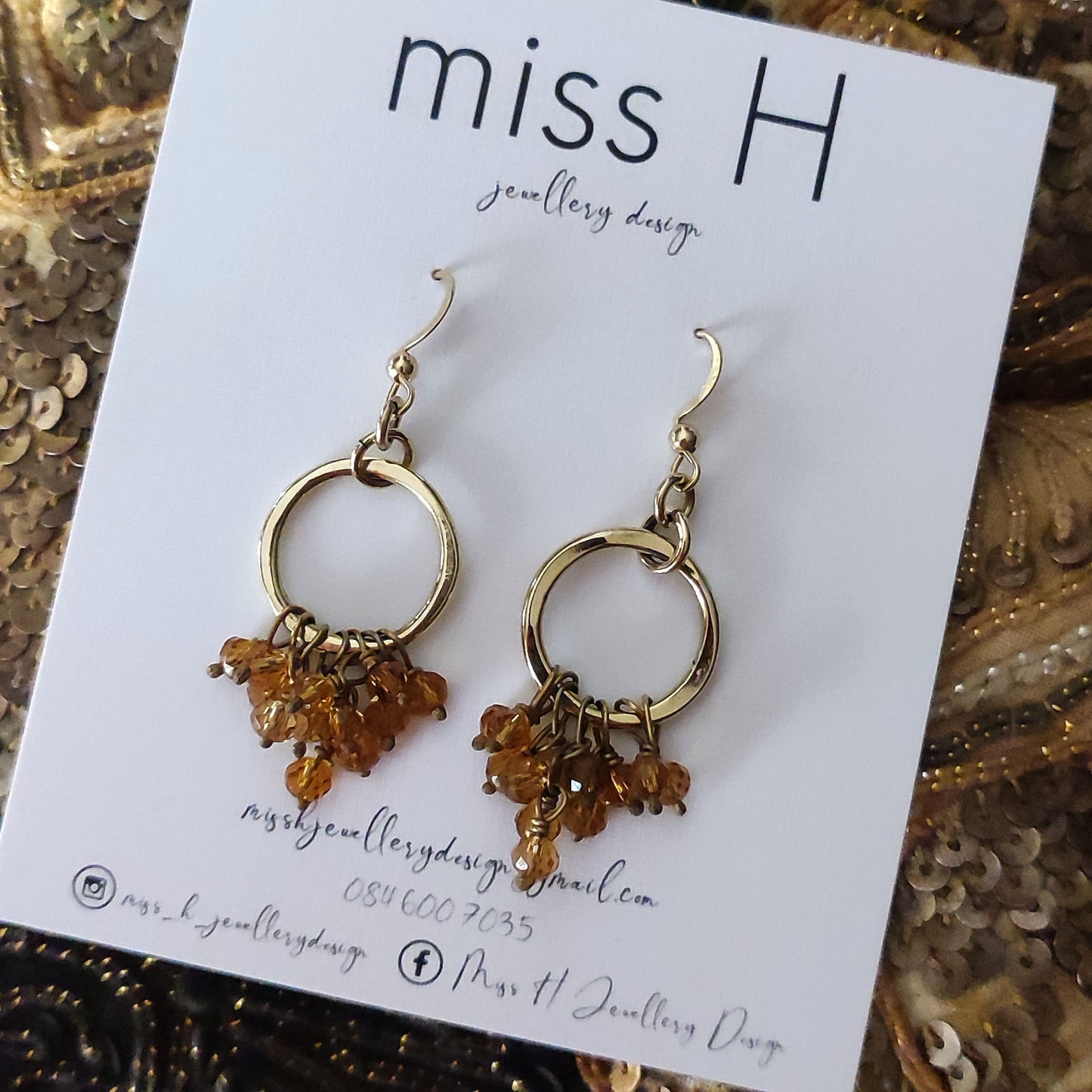 Tiny Cascade Earrings with Gold Coloured Beads
