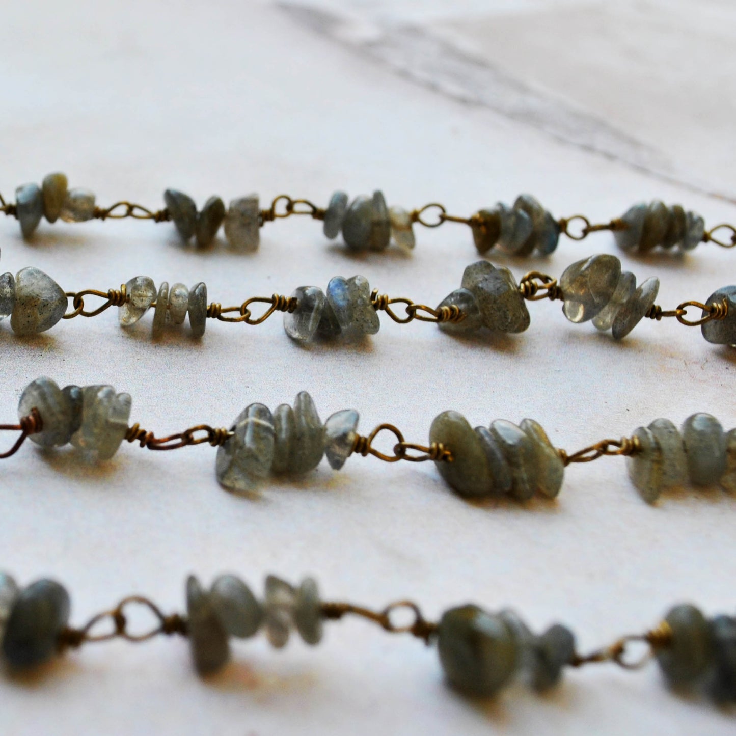 LABRADORITE Beaded Necklace with URCHIN TOGGLE