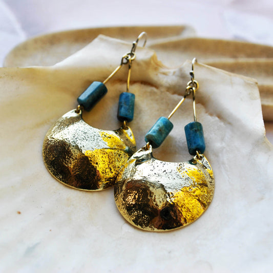 The SELENE Earrings with Chrysocolla