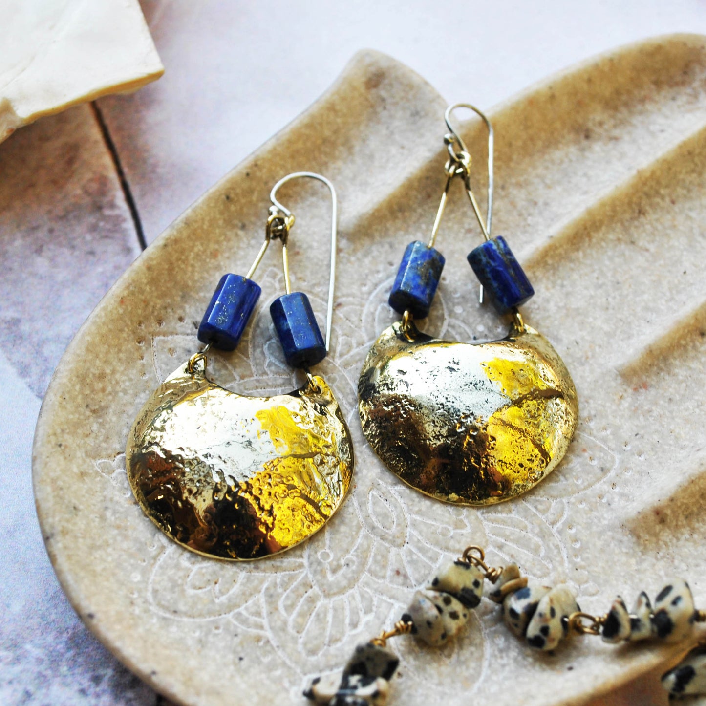 The SELENE Earrings with Lapiz Lazuli