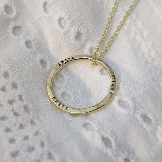 Hammered Hoop Name Necklace